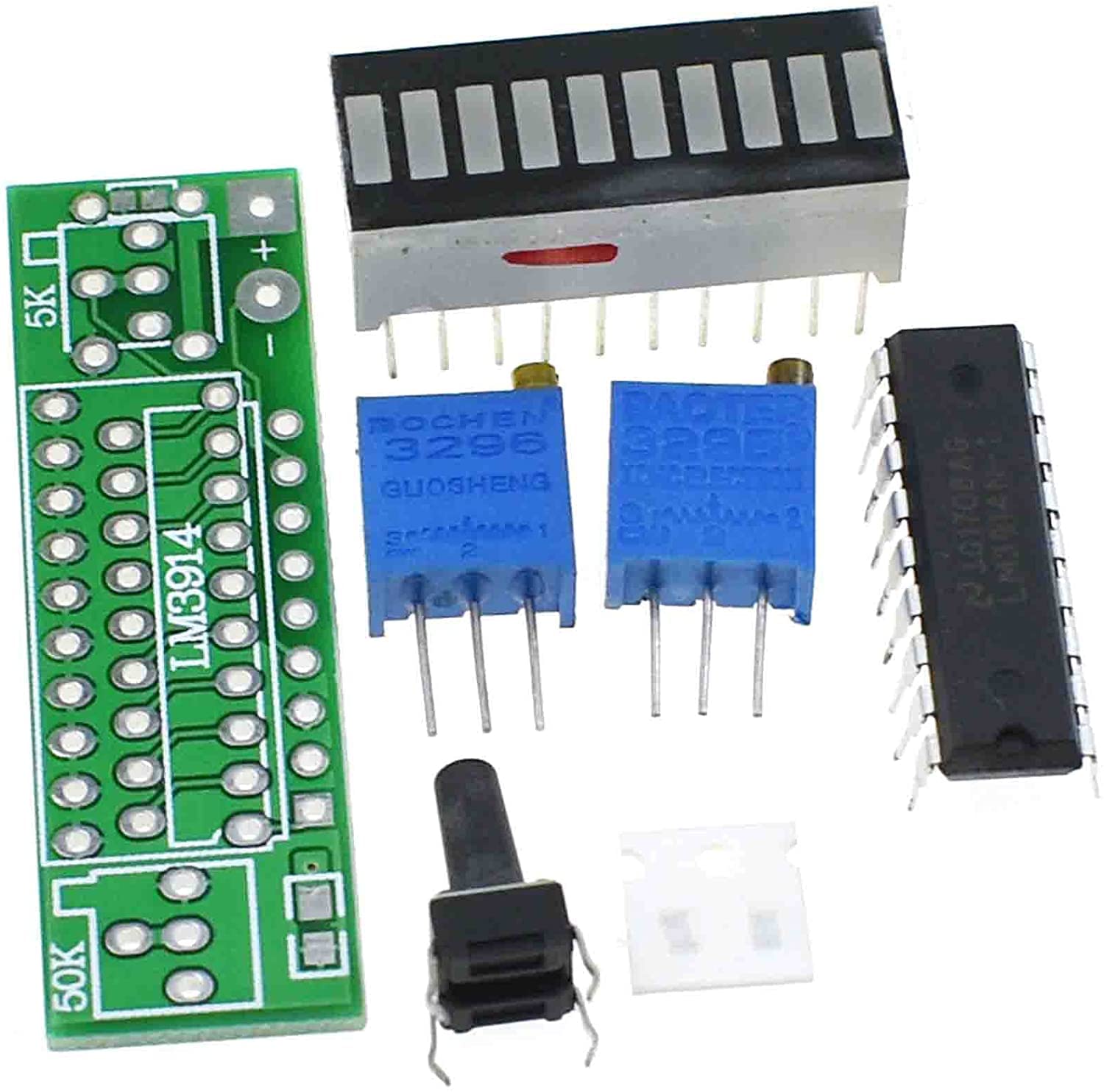 LM3914 10 Segment 5V 12V Battery Capacity Power LED Indicator Display Kits (Blue)