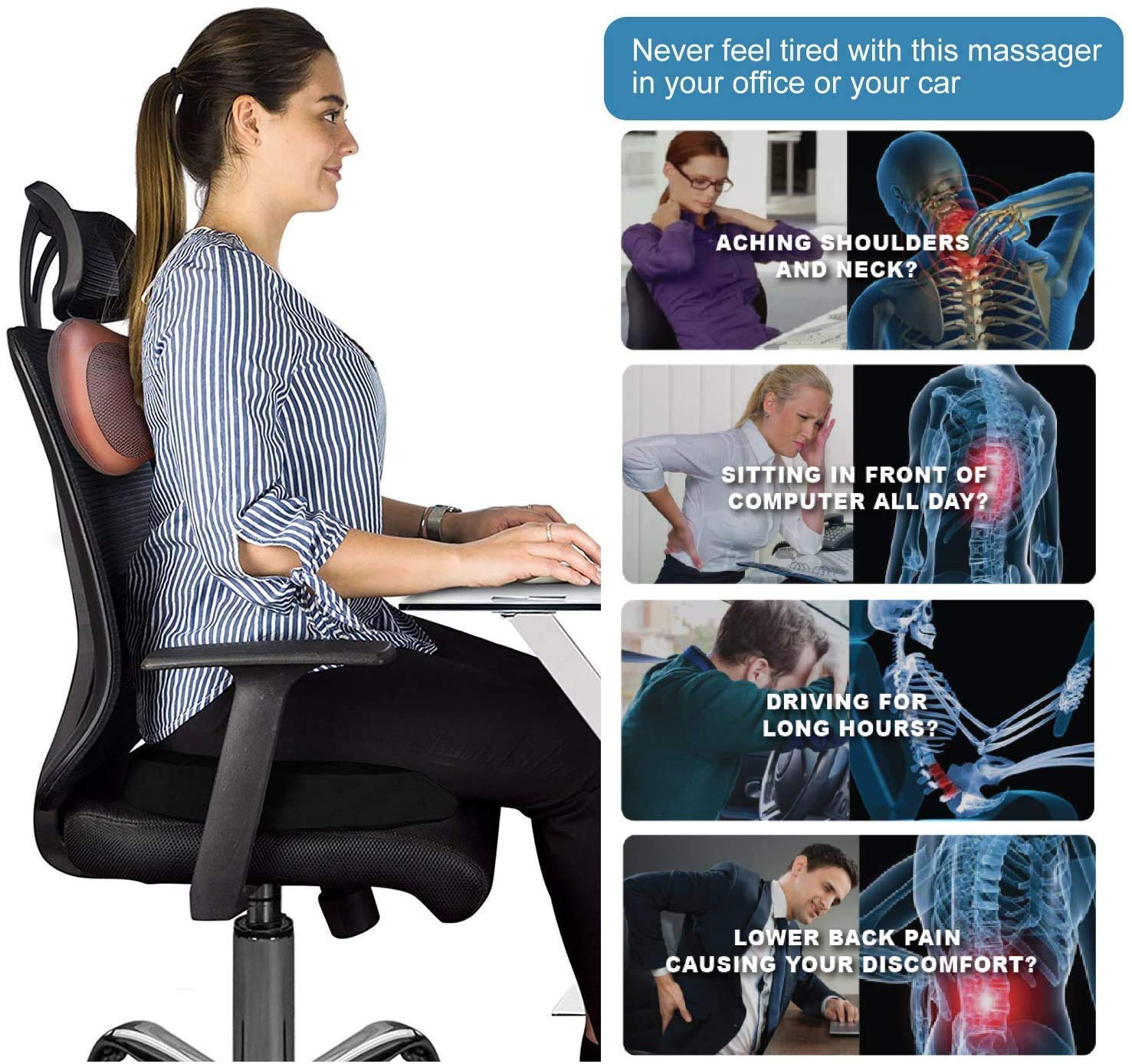 Spefez Corded Electric Neck and Back Massager Pillow, Shiatsu Kneading Massage with Heat for Shoulders, Lower Back, Waist, Legs, Foot and Full Body Muscle Pain Relief (Multicolour) 2