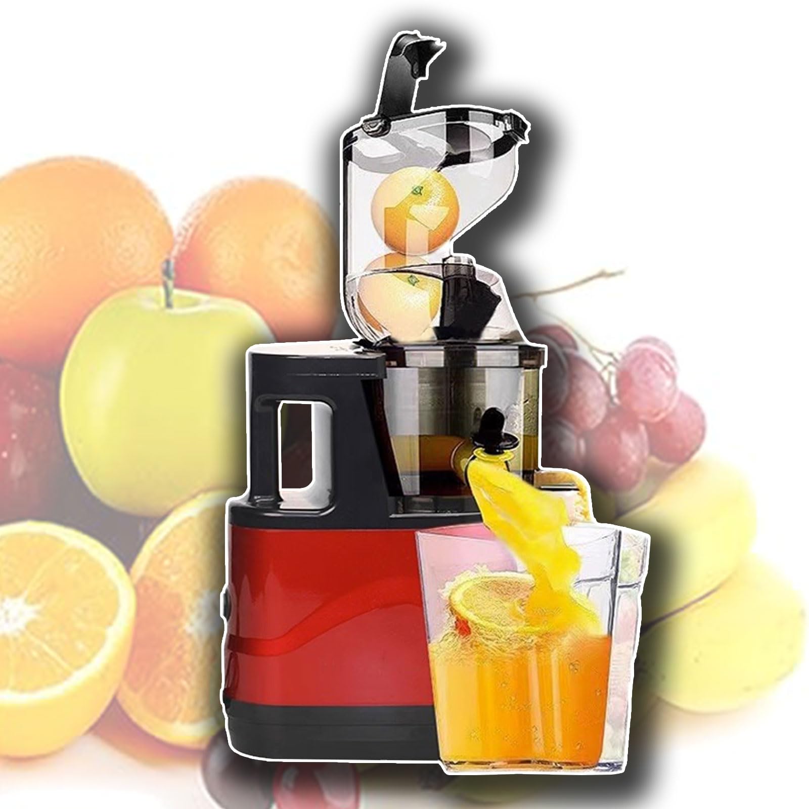 Exprimidor Multifuncional Hogar, Exprimidor Lento Gran Diámetro Separa Frutas Verduras Recién Exprimidas Eficiencia Jugo Puro 95% Adecuado para Cítricos y Zanahorias,Red