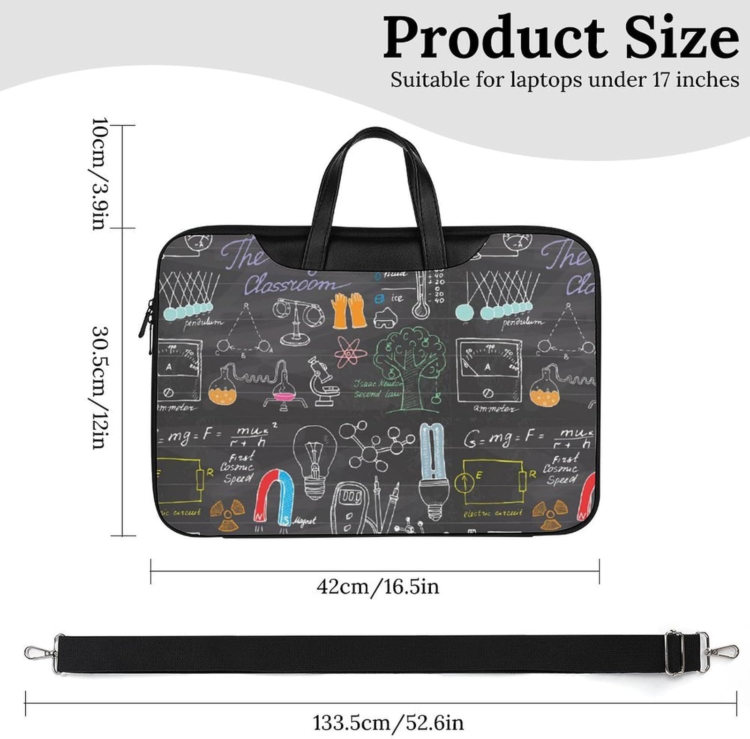 Funny Physics Science Laptop Sleeve Case Computer Briefcase Carrying Bag with Handle Black-Style-1 42x30.5cm image 3