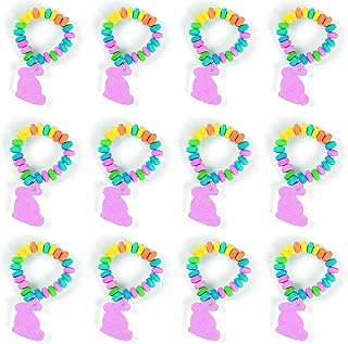 Fun Express Easter Candy Stretchable Edible Bunny Bracelets - Great for Easter Egg Hunts and Other and Spring Celebrations (12 Pieces)