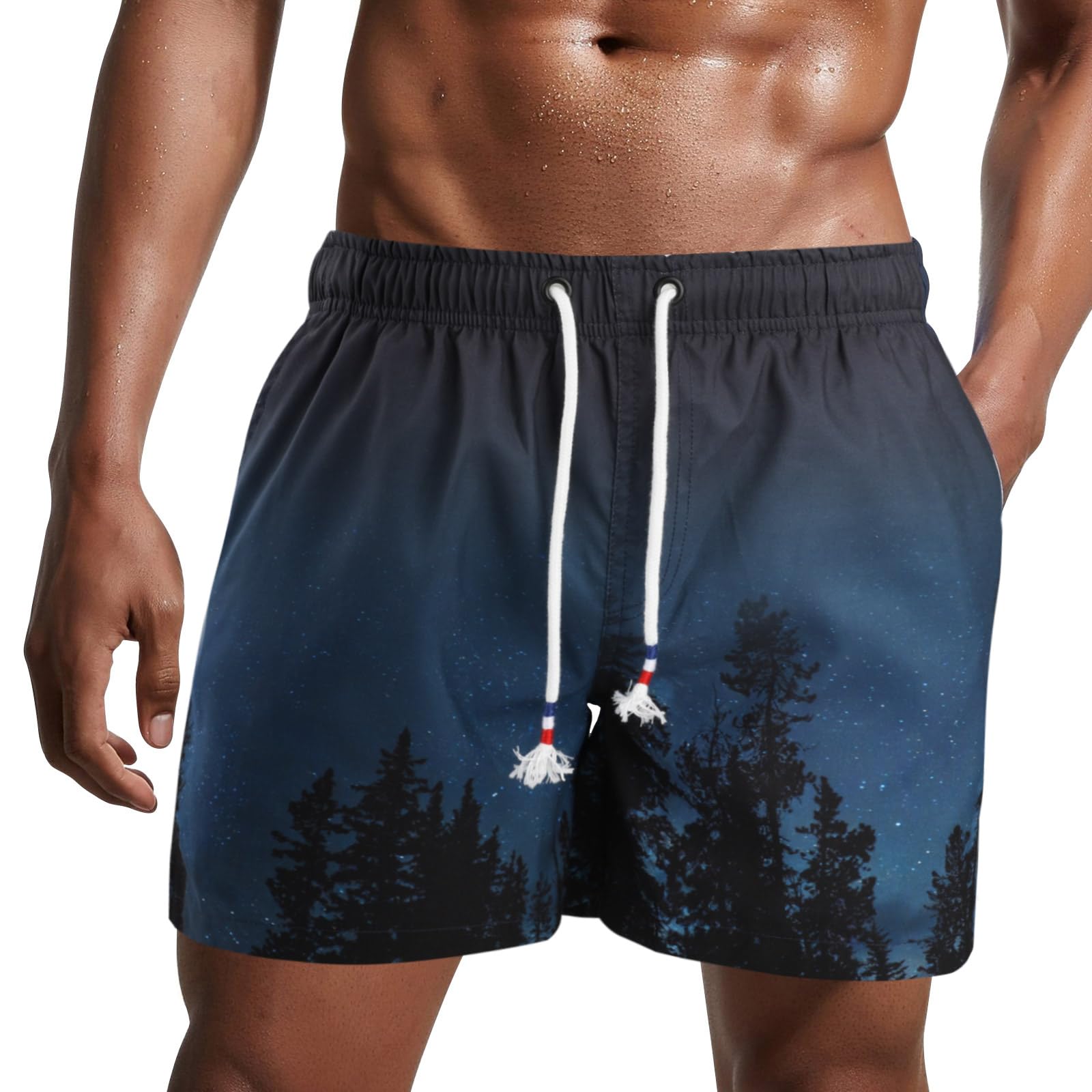 Danfiki Pantaloncini Costume da Bagno Uomo Asciugatura Veloce Calzoncini da Beach Costume da Bagno Fodera Rete con Taschino e Coulisse Trunks