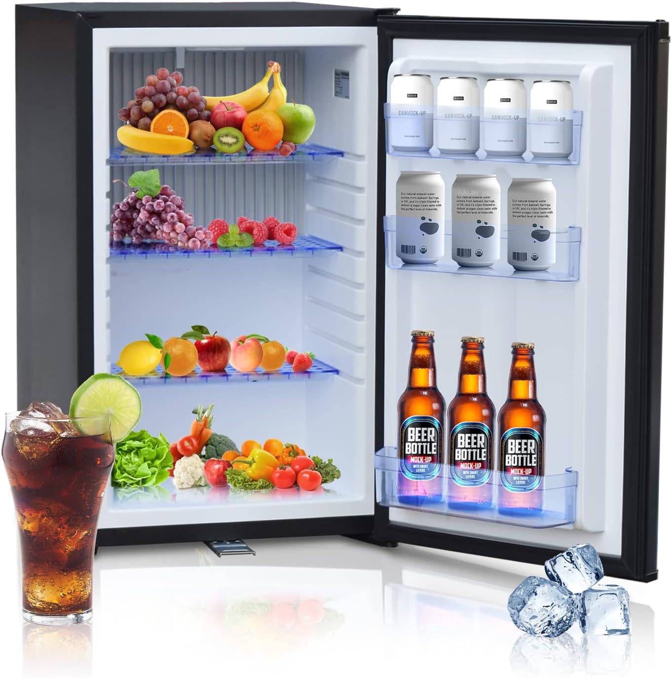 Techomey 12V Fridge for Campervan, 50L Camping Fridge with Lock, 12V