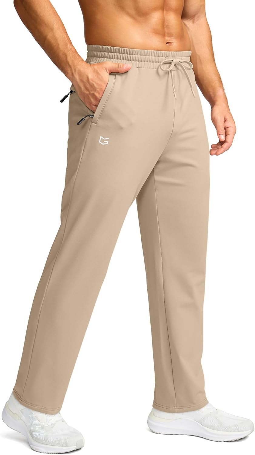 G Gradual Men's Fleece Lined Pants with 3 Zipper Pockets Water Resistant Winter Warm Hiking Pants Athletic Sweatpants for Men