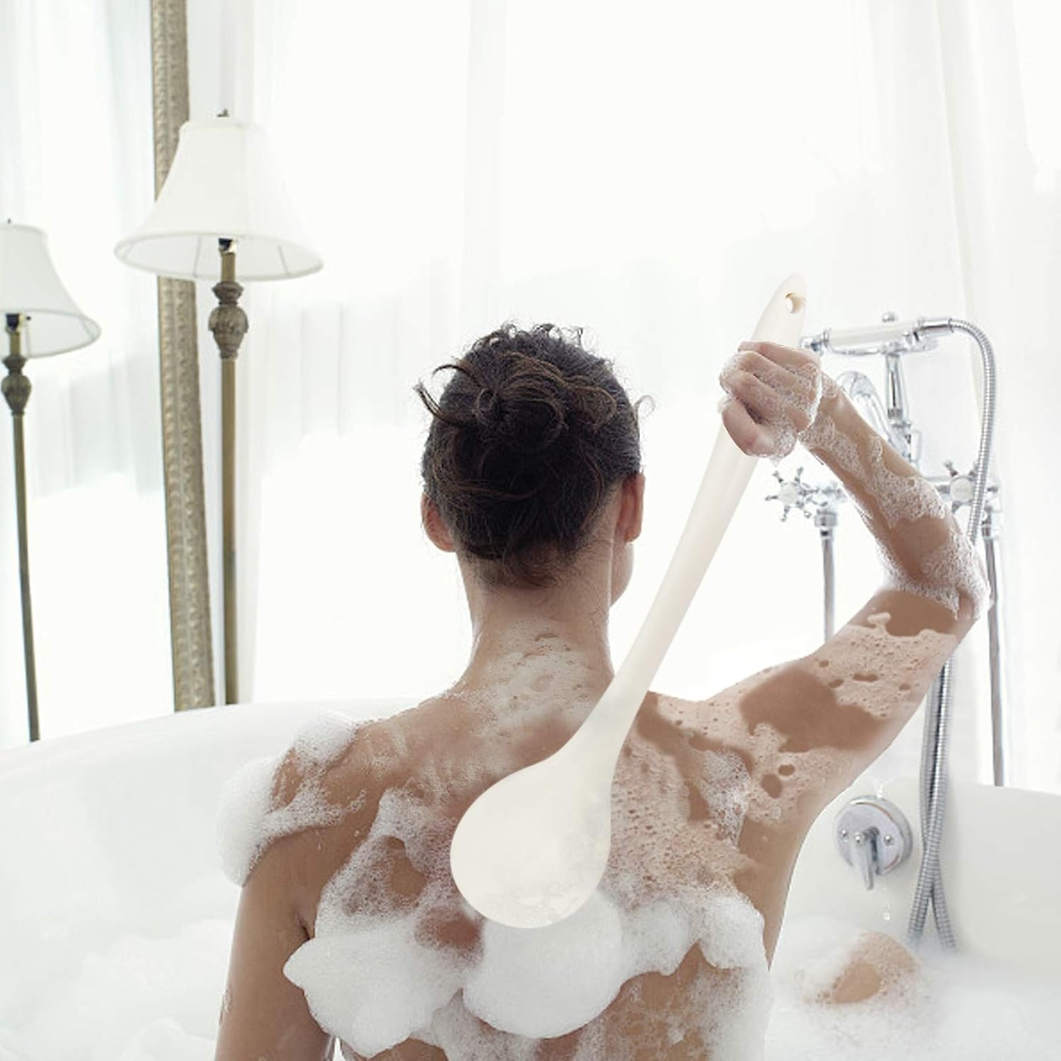 HONZUEN Bath Body Brush with Lengthen and Thicken Soft Bristles, Wet or Dry Brushes for Improves Lymphatic System, Stimulates Blood Circulation Exfoliator, Shower Back Brush Long Handle for Women Men : Beauty & Personal Care