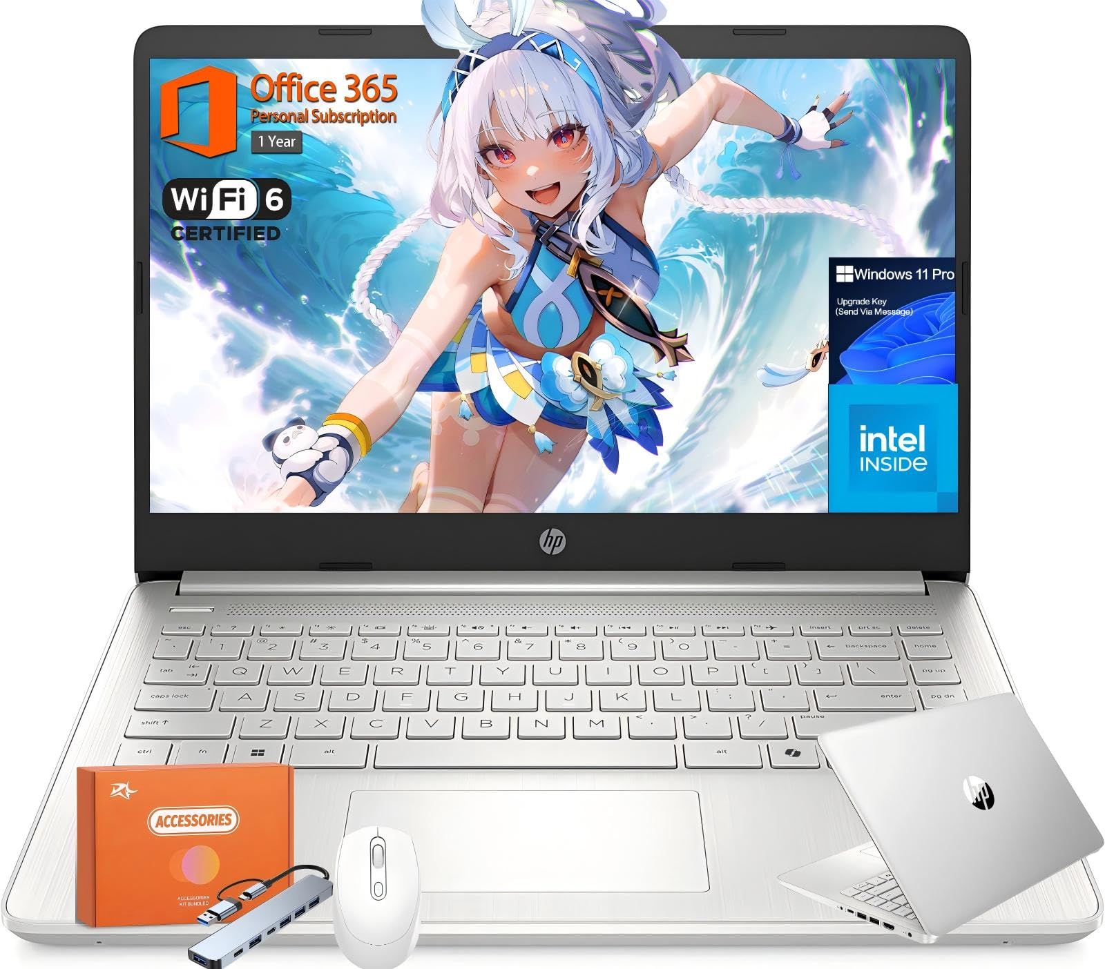 HP 2025 New 14 Inch Laptop for Student Business, Intel N150 CPU(Beats N4120), 16GB RAM, 384GB Storage(128GB UFS+256GB MSD), Wi-Fi 6, Copilot AI, 1