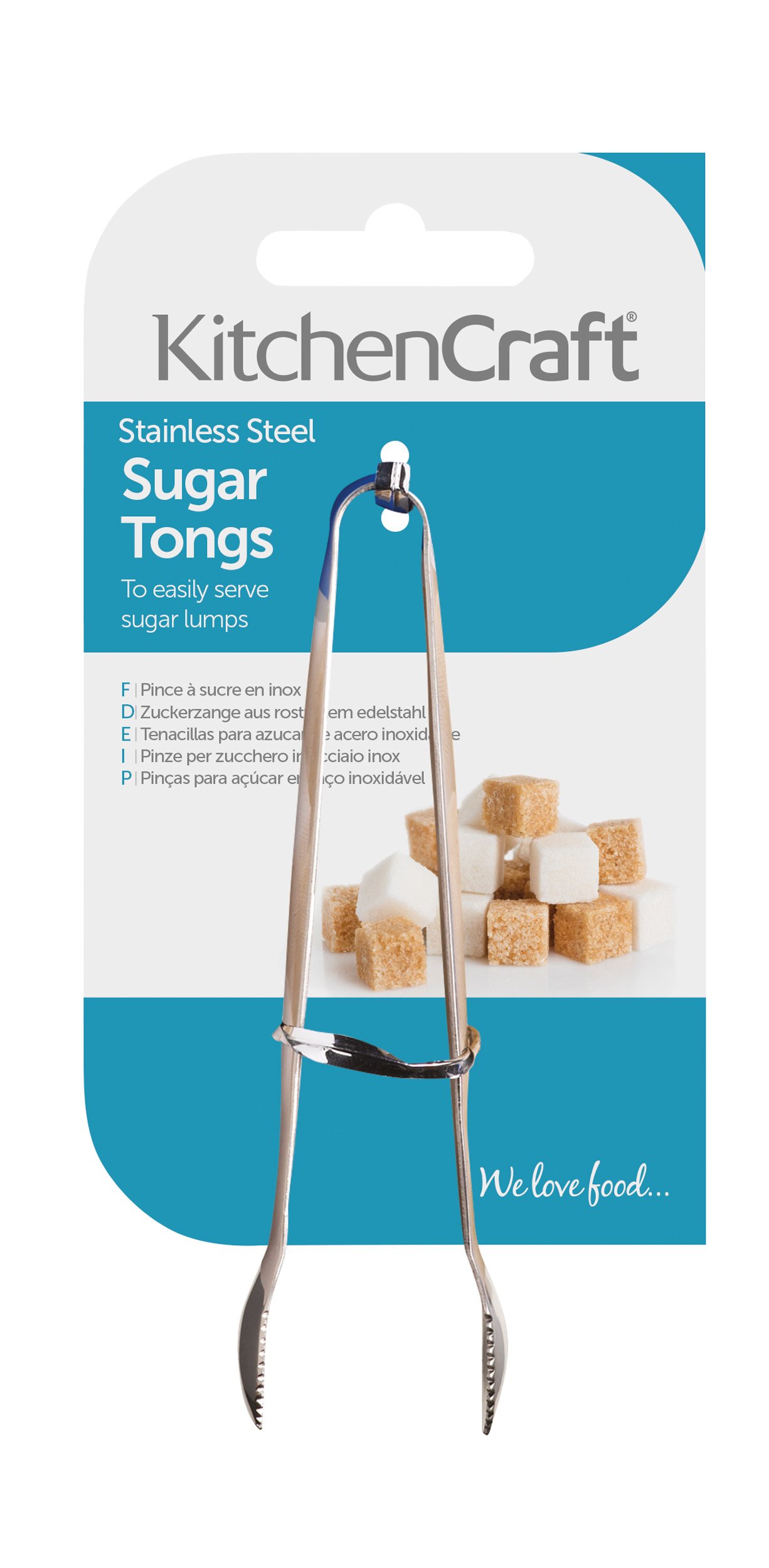 KitchenCraft – Pinzas para Terrones de Azúcar, Acero Inoxidable, 10 cm