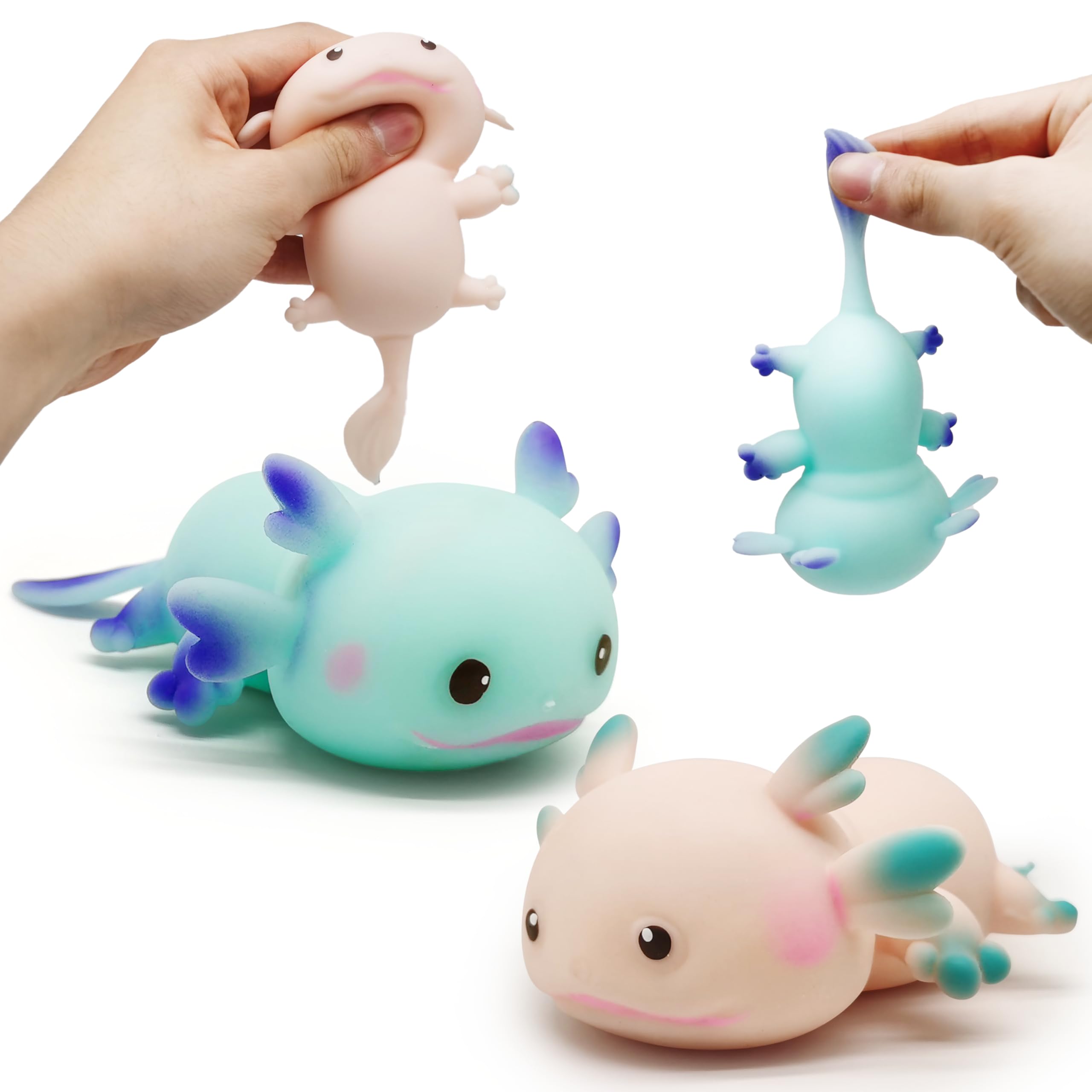 ZTATU Axolotl Squishy Fidget Toys Stress Balls for Adults (2PCS) Sensory Toys for Kids, Party Favors for Kids, Axolotl Stress Relief Gifts, Easter Basket Stuffers