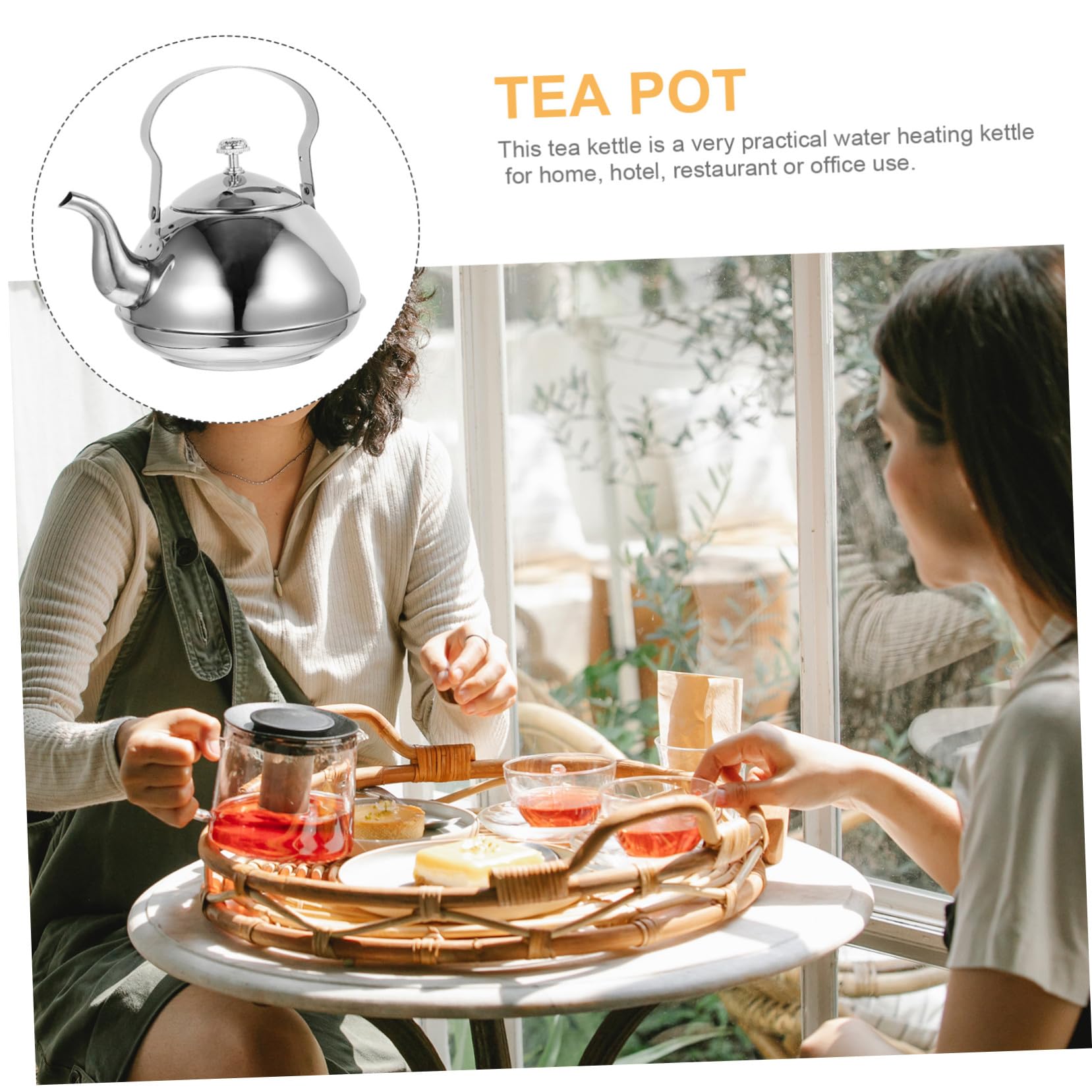 Alipis Théière Acier Inoxydable avec Filtre Amovible et Poignée Bouilloire pour Infusion de Thé Maison et Restaurant Design Classique et Moderne