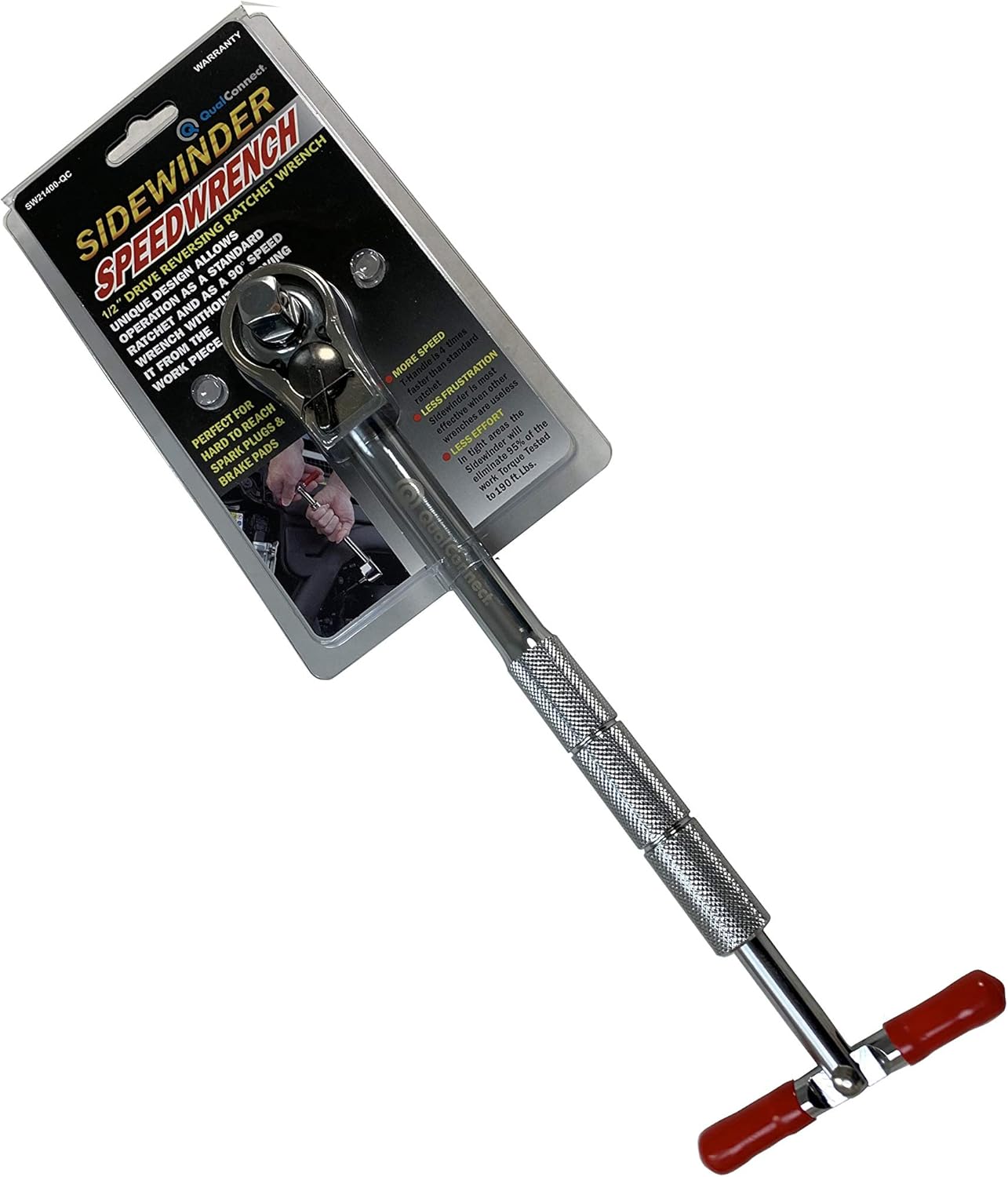 QualConnect® 1/2-inch Sidewinder Speedwrench, Professional Drive Reversing, Reversible Speedwrench, Ratchet w/Knurled Handle w/U.S. patent no. 6718850B2