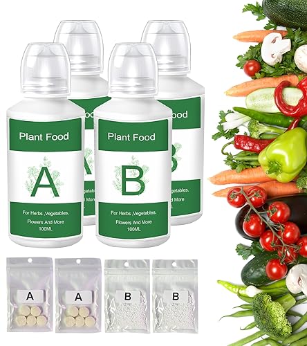 Fertilizante para plantas apto para jardín interior hidropónico AeroGarden, suministros hidropónicos de 13.5 fl oz A&B alimentos para plantas con 4