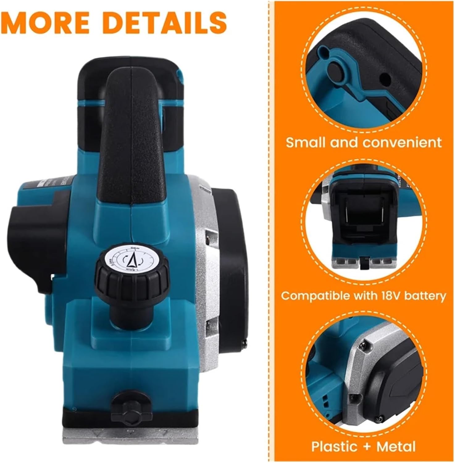 Handheld Electric Planer Cordless Wood Planing Mac 18V Rechargeable Lithium Batterying Powered Handheld Woodworking Tool Brushless Cordless Electric Planer