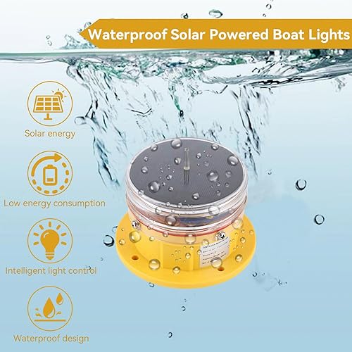 Miniatura 4 de Luz de baliza, luz lateral de energía solar IP68 impermeable LED barco marino muelle barcaza seguridad faro luz intermitente 360  iluminación
