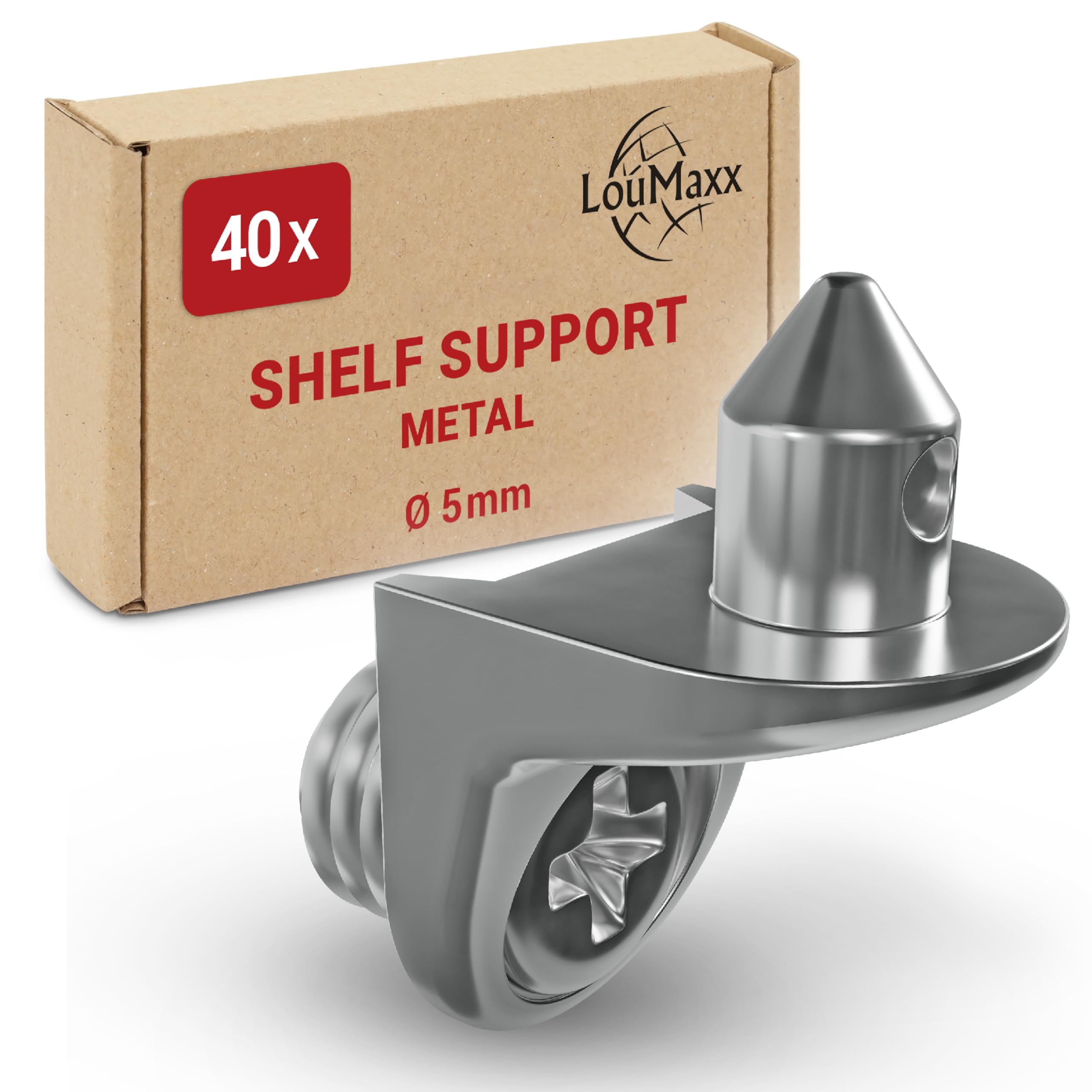 Angle Shelf Support With Pin And Screw | Set Of 40 Shelf Support | Safety Shelf Support 5 Mm | Shelf Holder Made Of 8592485102000