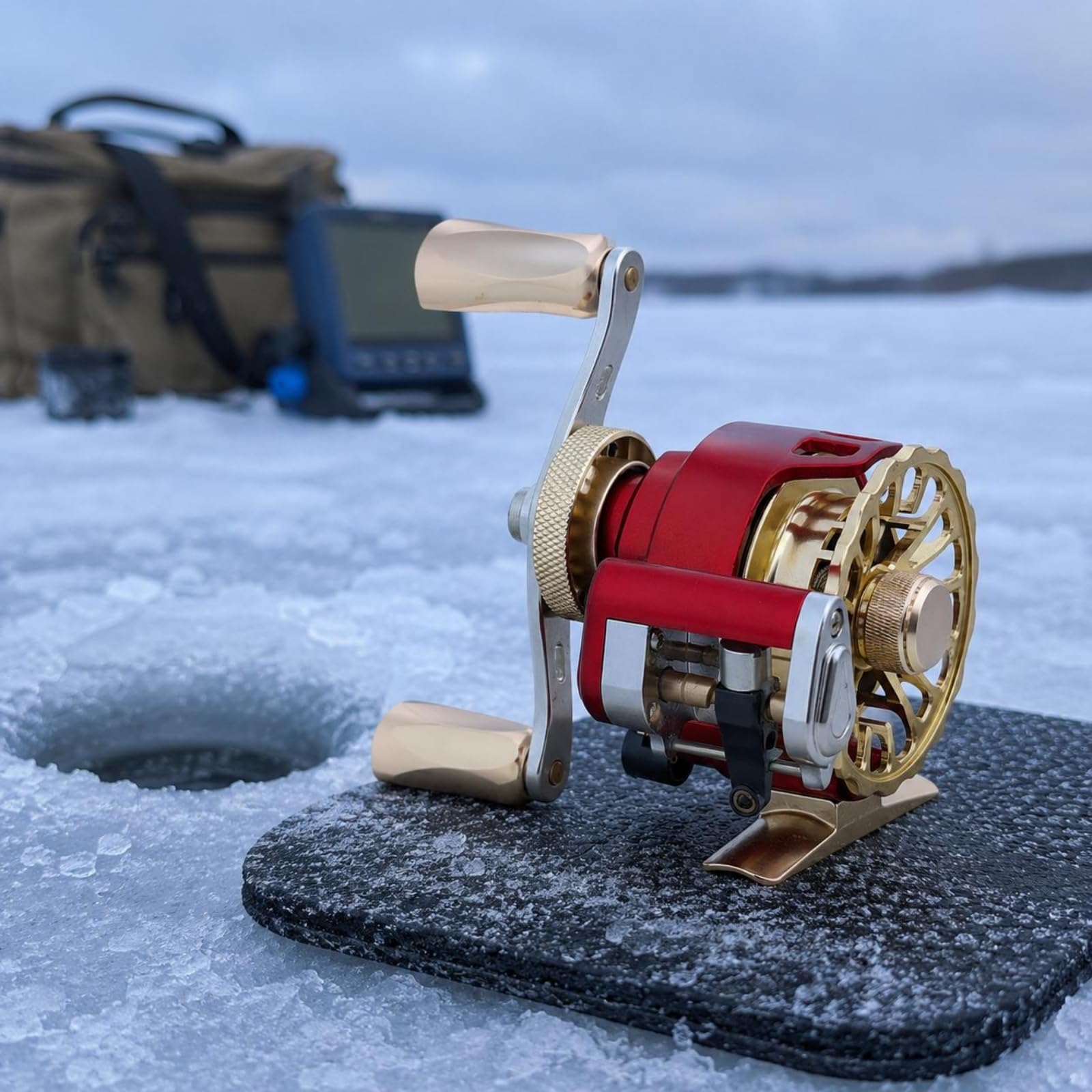 Carrete de Pesca Automático Bobina Metálica de Alta Eficiencia Manejo Sencillo Mango Plegable Cómodo con Fijación Resistente Adecuado para Pesca en