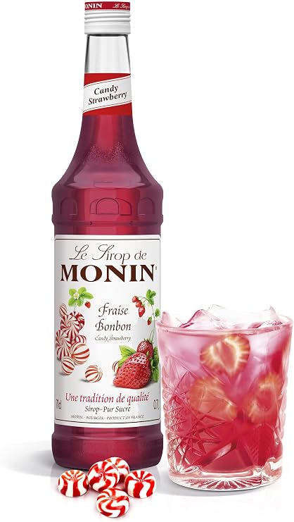 MONIN Premium Strawberry Candy Syrup 700ml, for Cocktails and Mocktails