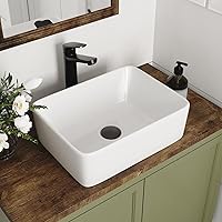DeerValley DV-1V0048 Liberty 16x12 Inch Rectangular Ceramic Vessel Sink - White Above Counter Bathroom Sink Bowl
