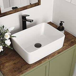 Rectangle Vessel Sink, Deervalley DV-1V0048 Liberty 16" x 12'' White Bathroom Sinks Ceramic Above