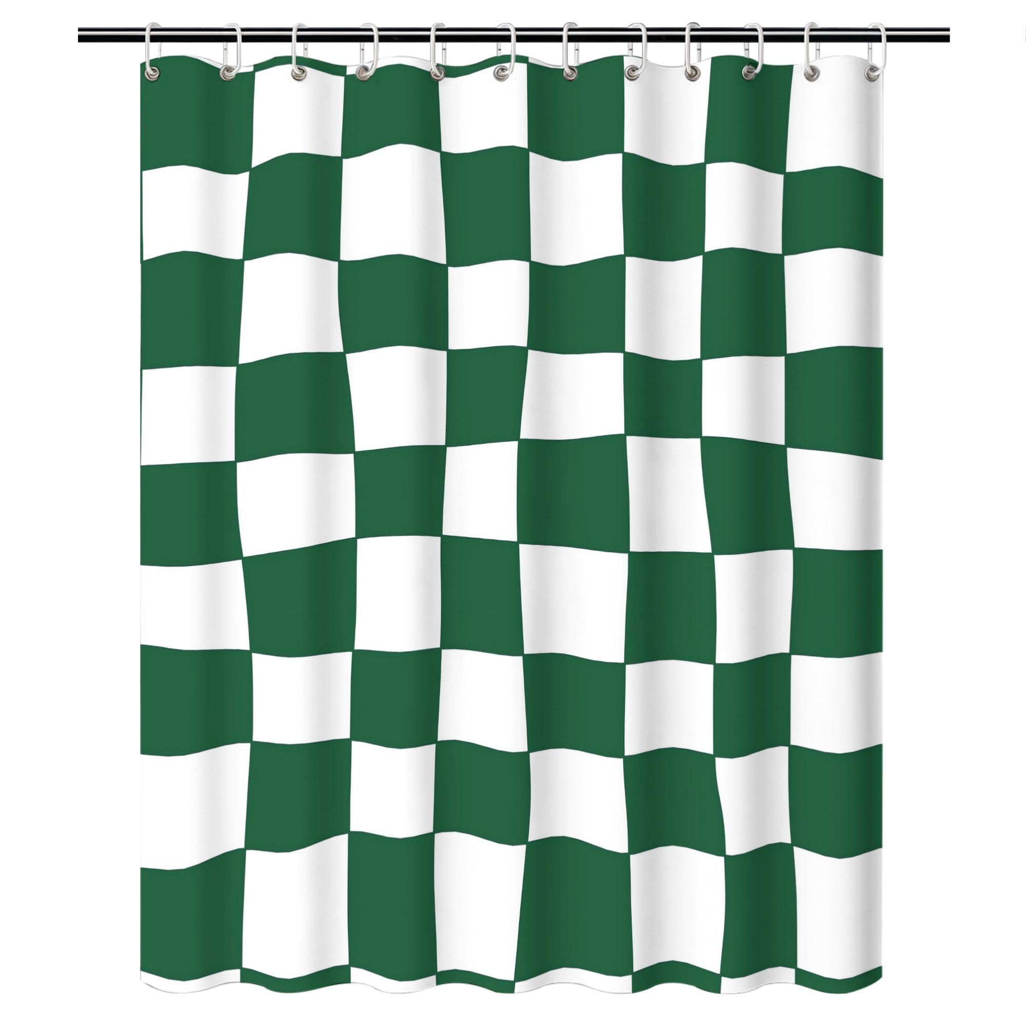 awitufhgp Checkerboard Shower Curtain - Green & White Striped Bathroom Window-Like Design for Tub, Bathroom Bathroom Partition(145x220cm/57x87in(WxH))
