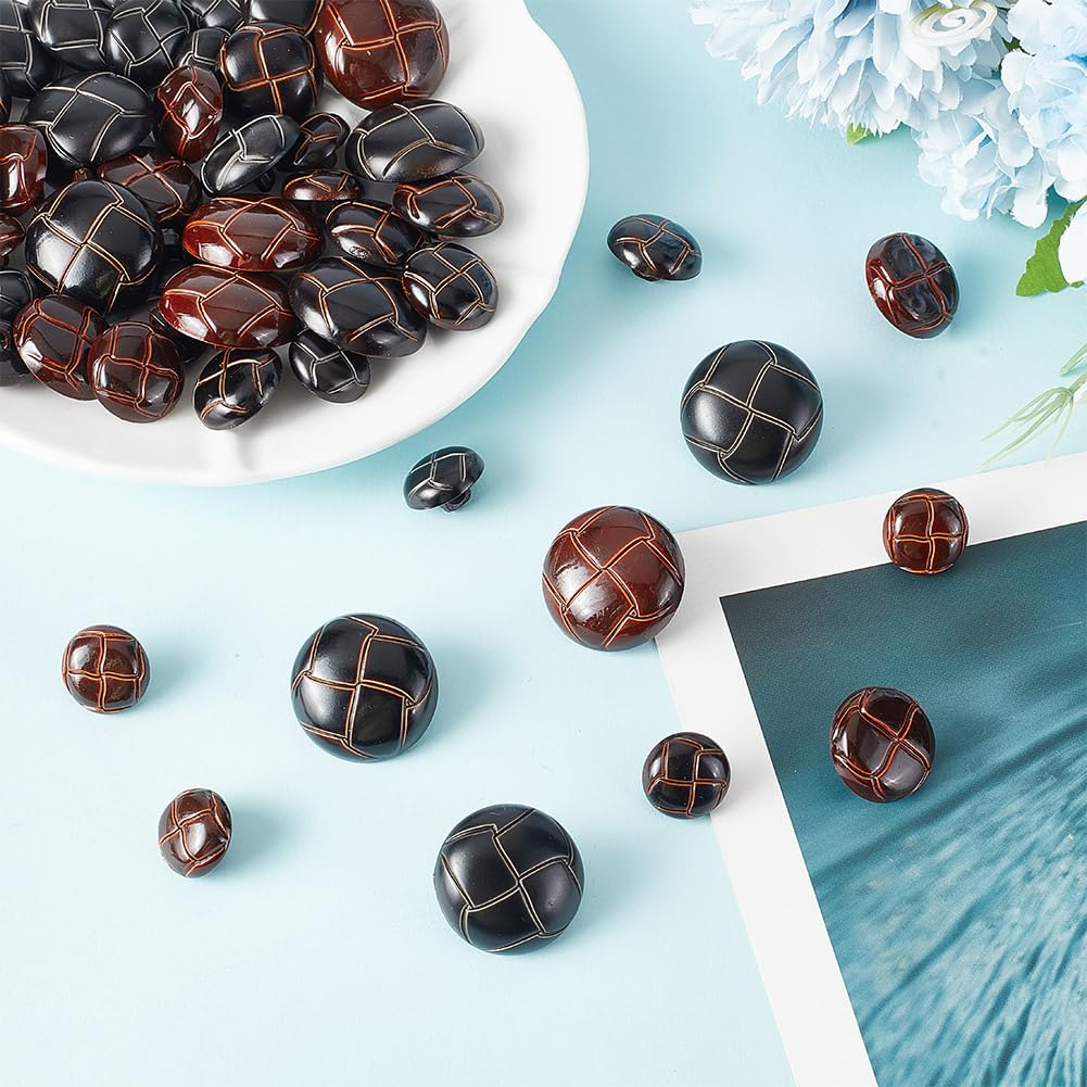HOBBIESAY 60Pcs Brown Football Shank Buttons in 3 Colors, 15-25mm Imitation Leather Round Plastic for DIY Suits Dress, Skirts - Image 4
