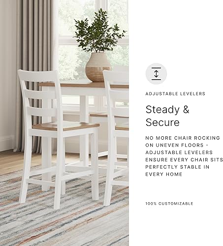 Miniatura 11 de Signature Design by Ashley Robbinsdale Farmhouse Taburete de bar tapizado, juego de 2, respaldo en X, ribete de cabeza de clavo, madera, 24.75