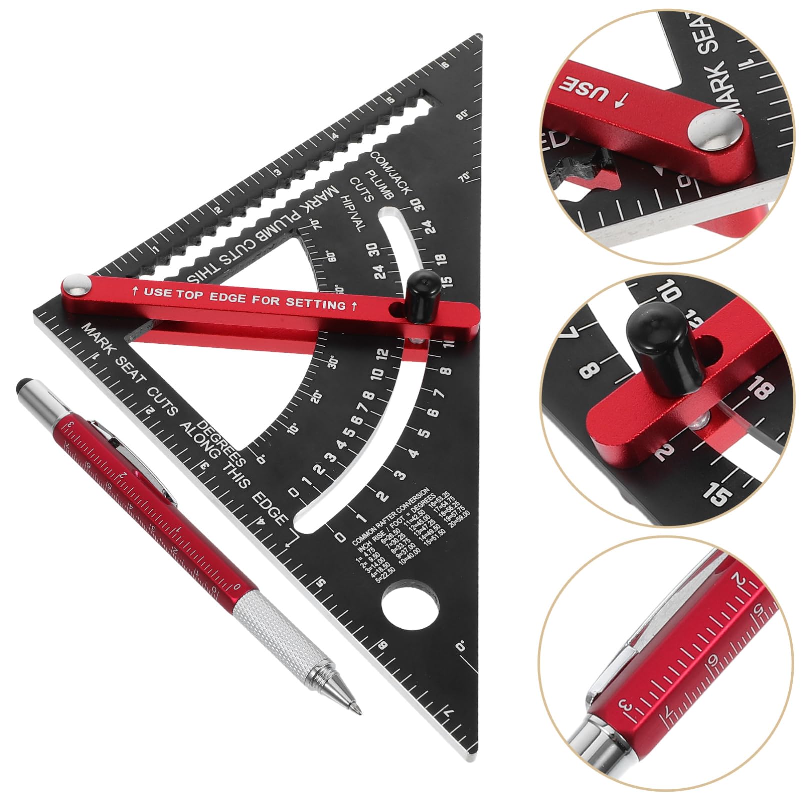 2 Stück Schreiner Dreieck Lineal mit Markierstift Rot Einschulung Feier