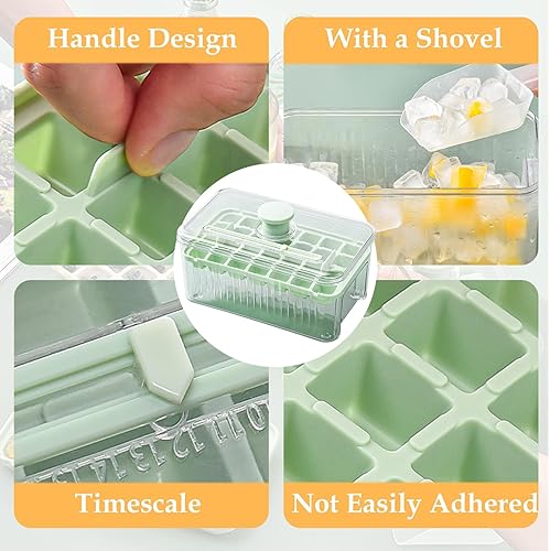 Miniatura 6 de J.Y.Memorize Mini bandejas para cubitos de hielo para congelador, bandeja para cubitos de hielo con tapa y contenedor, paquete de 2 56 moldes