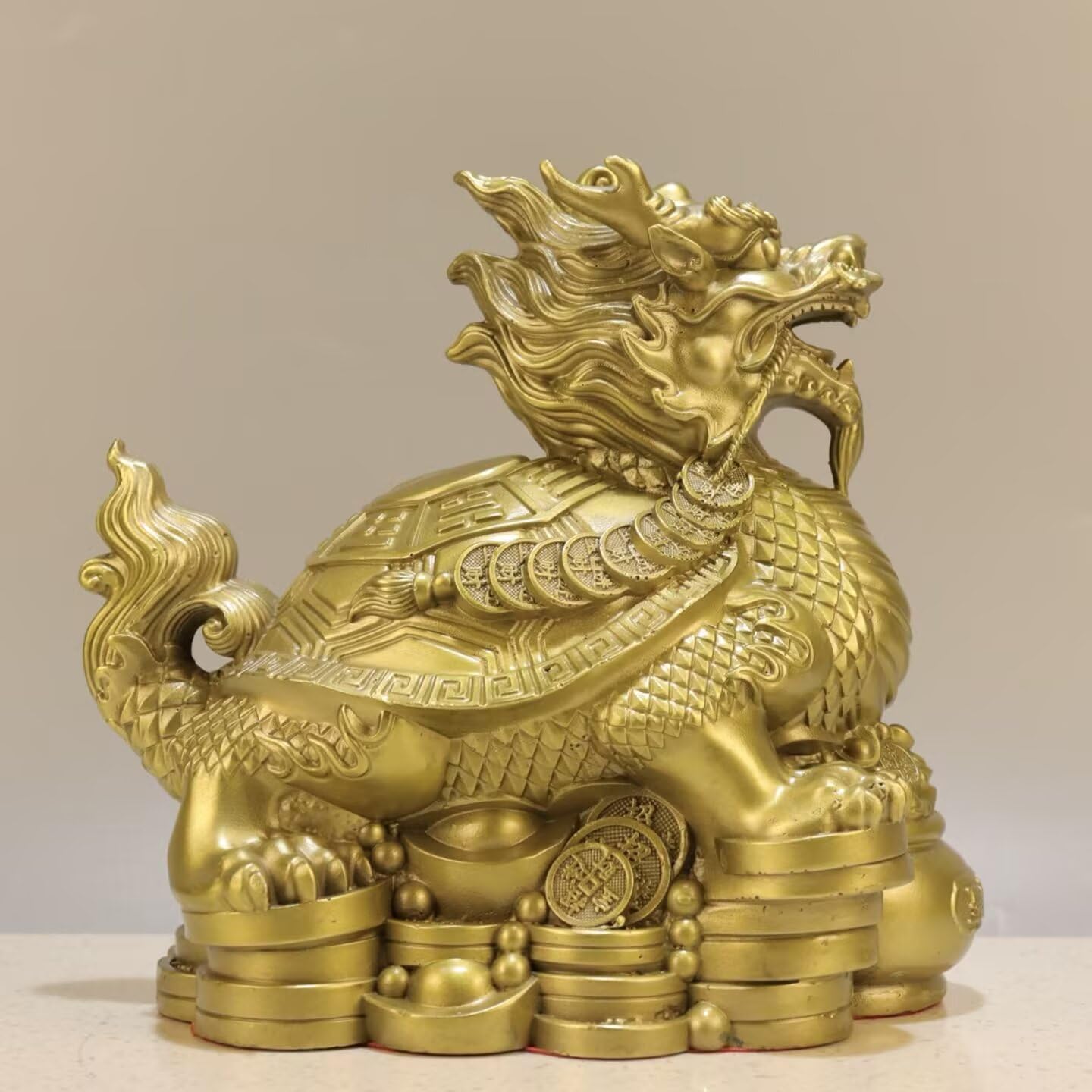 Dytartzx Pure Copper Dragon Turtle Statue - Exquisite Home Decoration - feng Shui Item - symbolizing Good Fortune and Longevity - Excellent Gift Choice - symbolizing Wea