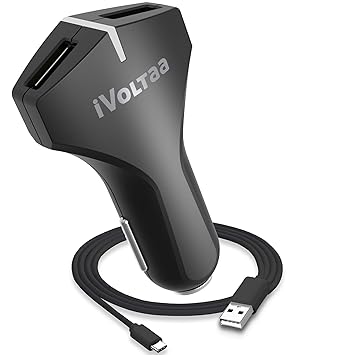 iVoltaa QC 3.0 Dual Port 36 W Turbo Car Charger with Type - C Cable (Black)