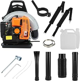 63CC Gas Powered Backpack Leaf Blower, 2 Stroke 665 CFM Cordless Leaf Blower Dust Blowers Single Cylinder Air Cooled Cleaner Garden Tool for Lawn Yard Blowing Debris