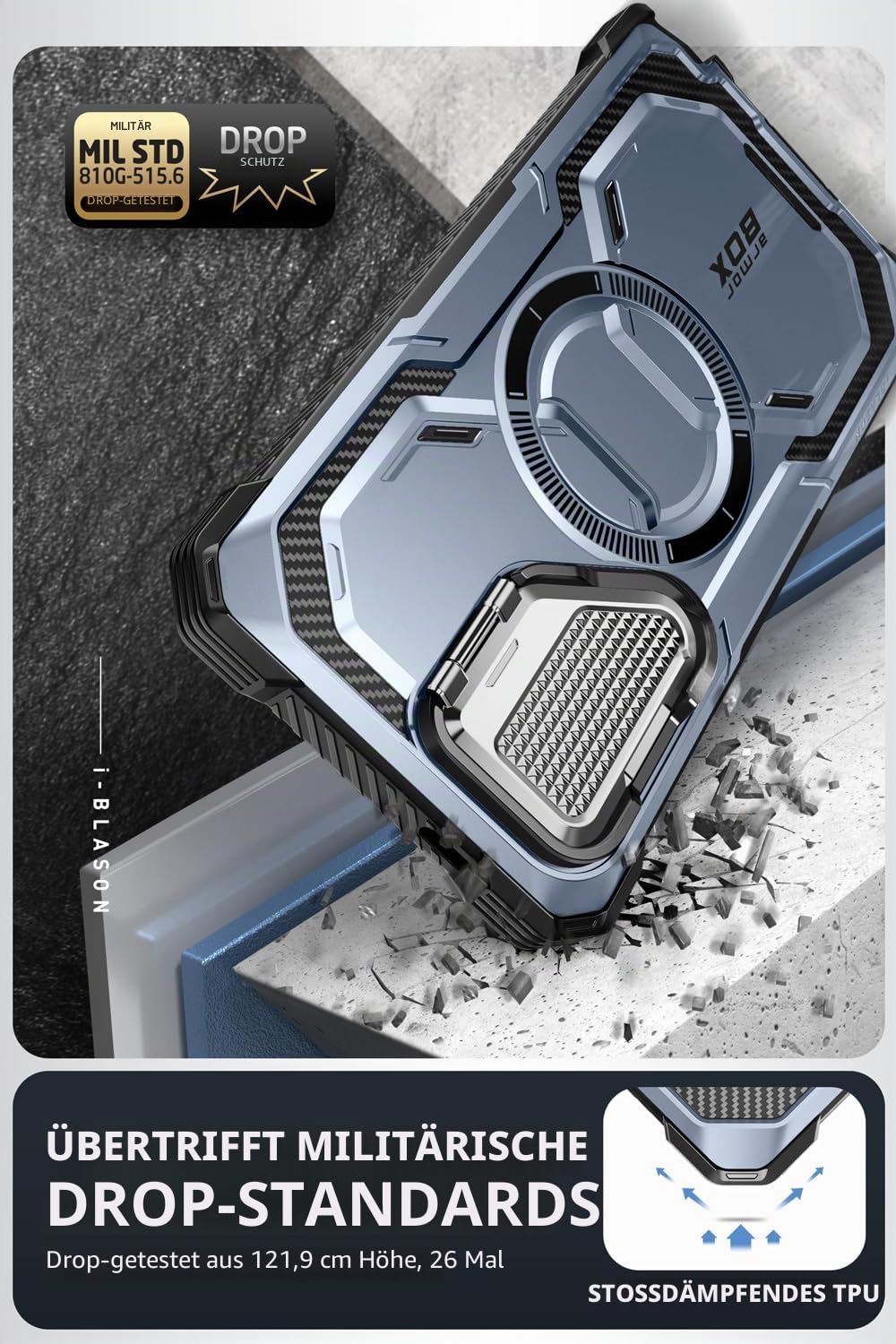 i-Blason Armorbox Schutzhülle für Samsung Galaxy S24 Ultra, MagSafe mit Kamera-Abdeckung, Ständer, [unterstützt kabelloses Ladegerät], 360-Grad-Ganzkörper-Hülle mit Displayschutzfolie und Ständer,