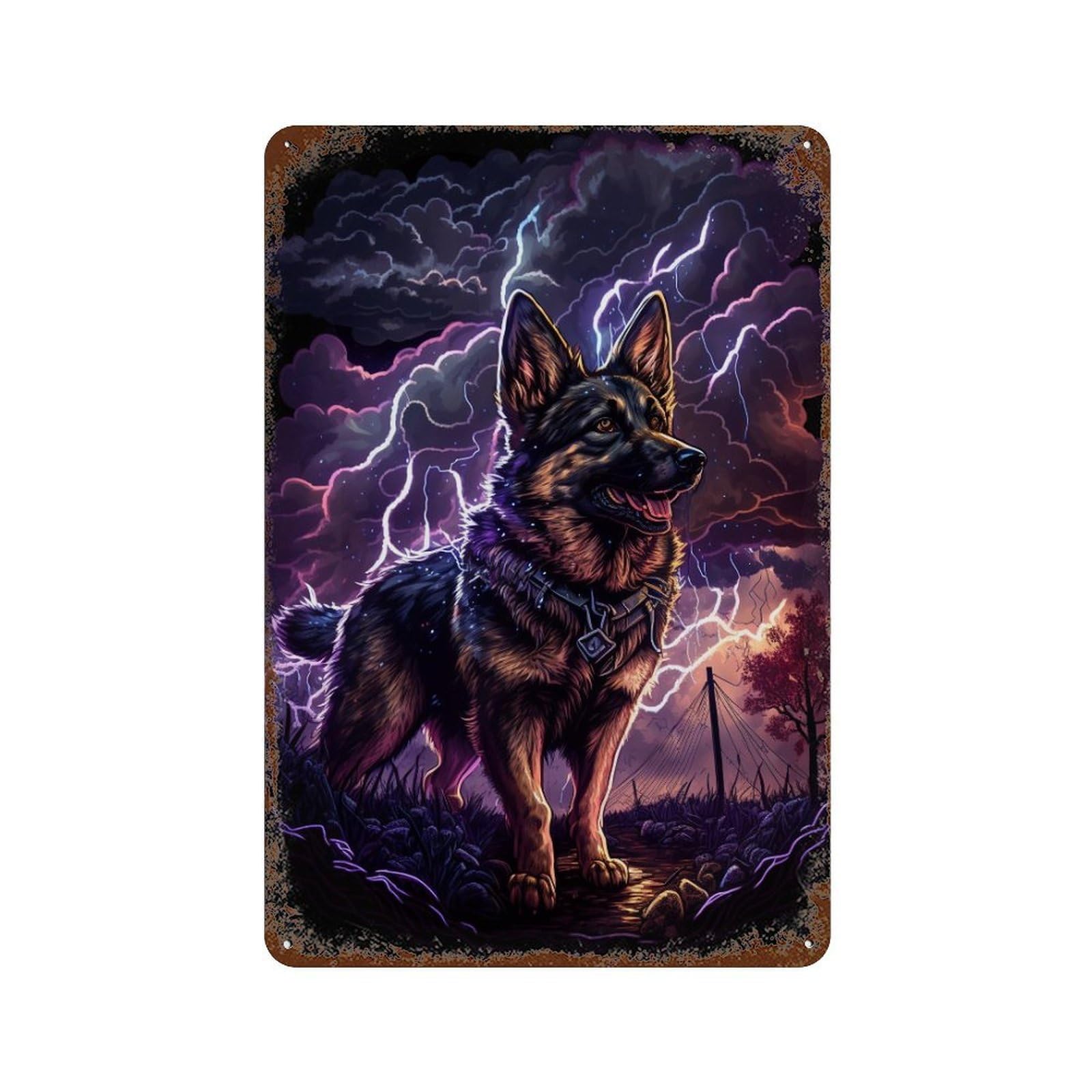 Thundering Canine Majesty -2 11.8"x7.9" Decorative Tin Sign, Retro Wall Decor for Garage, Bar And Workshop Decor