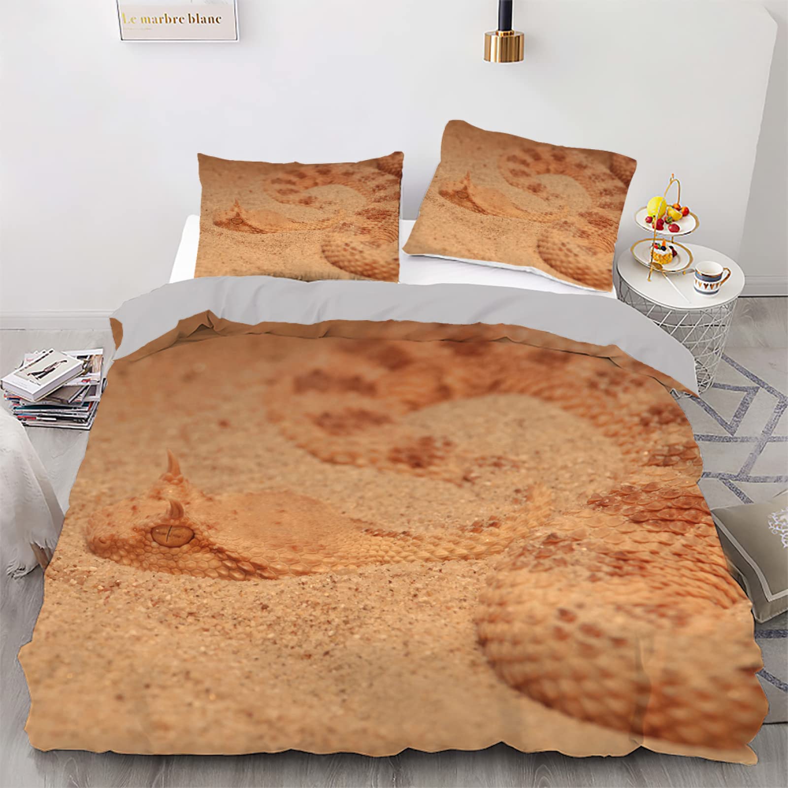 Parure de lit 140x200 serpent jaune pour une chambre d'enfant cosy