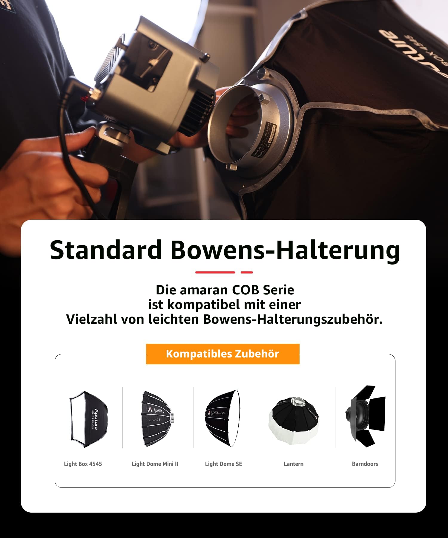 Amaran 60x S - LED Dauerlicht für Fotografen, Studio - Monolight Punktquelle, Zweifarbiges Videolicht 65W 2.700-6.500K, unterstützt Batteriebetrieb, App-Steuerung, Bluetooth 5.0 Mesh, Bowens-Halterung