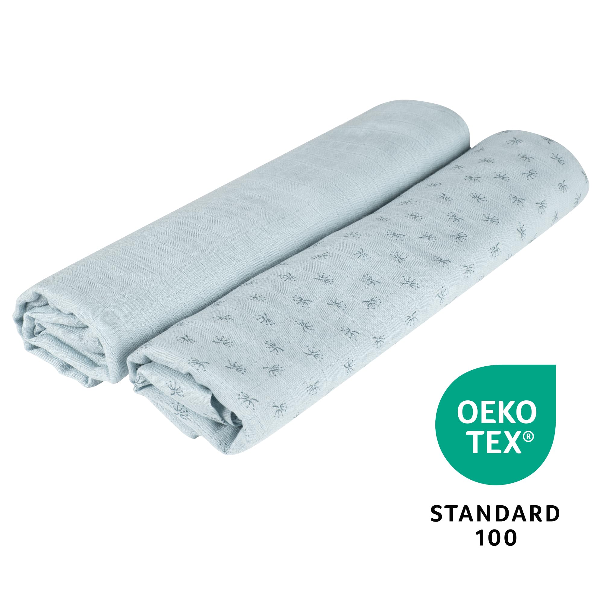 roba organic 2er Set Puck- und Stilltuch 'Lil Planet' hellblau/sky, Bio-Baumwolle, GOTS, 120x120cm