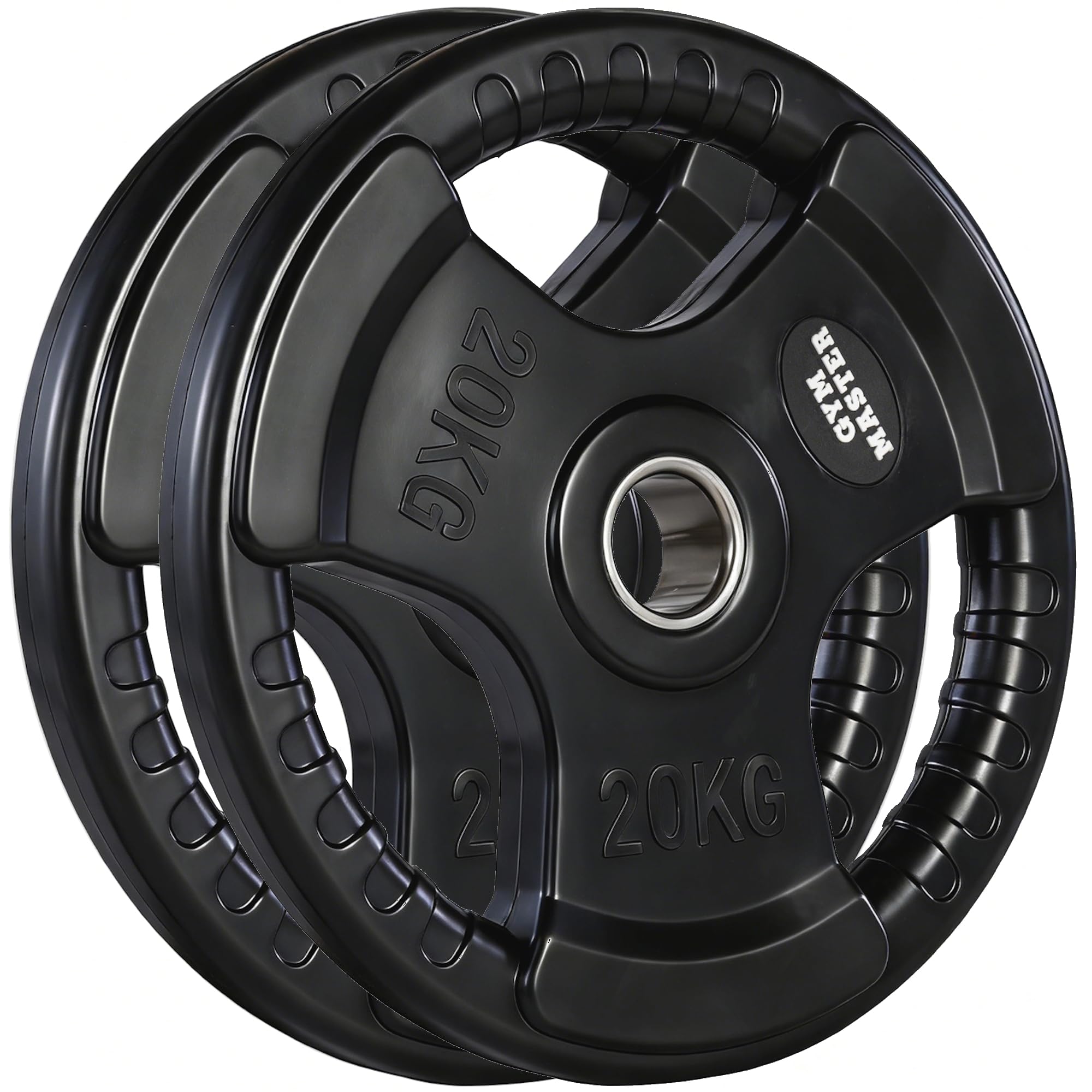GYM MASTER Rubber Coated 2" Olympic Tri-Grip Weight Plates - 20kg (40kg Total)