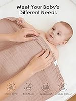 Vista 6 de Toallas de baño de muselina con capucha para bebé, paquete de 3 toallas 100% algodón ultrasuaves para recién nacidos, bebés, niños pequeños, 32 x 32