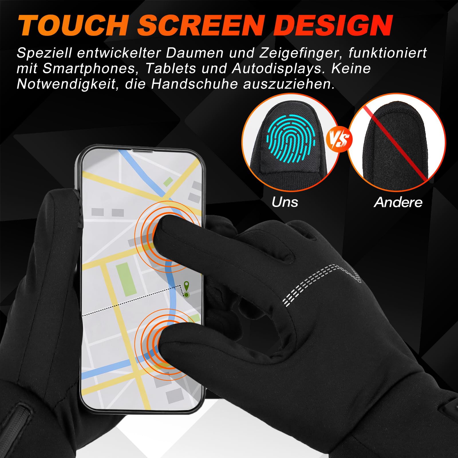 V.Step beheizbare Handschuhe, USB-wiederaufladbare elektrische Vollheizhandschuhe, Touchscreen-Winter-Handwärmer mit Akku für Damen und Herren, 3 Temperaturstufen, für Outdoor-Arbeit