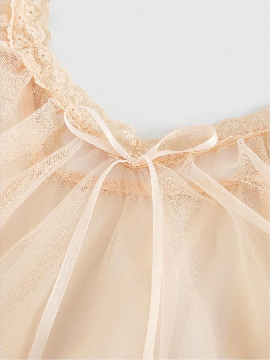 OYOANGLE Women's Lingerie Set 2 Piece Mesh Lace Sheer Chemise and G String Babydoll Nightwear - Image 3