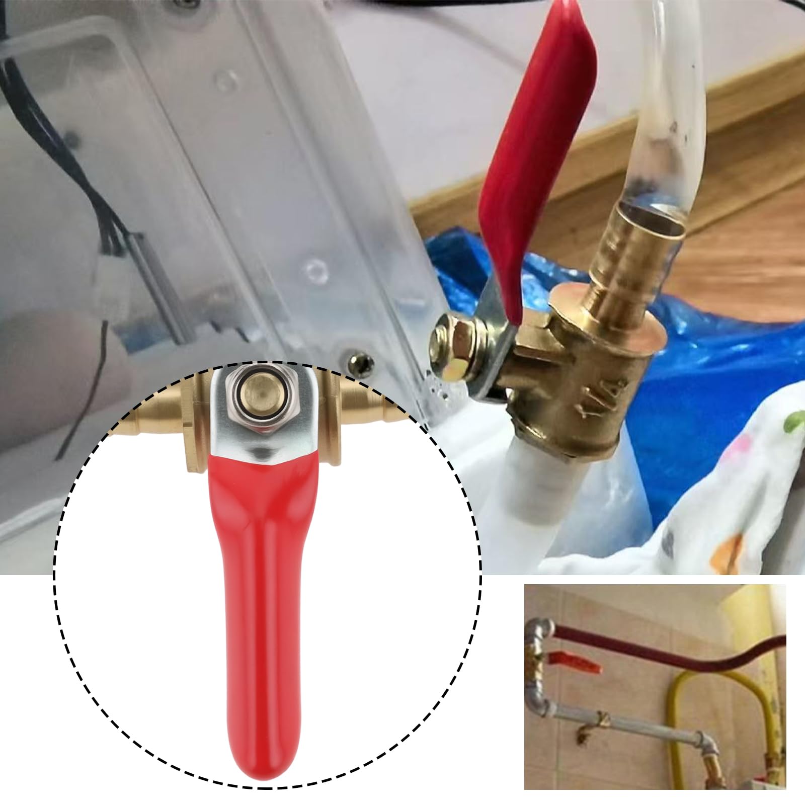 Create idea 2pcs Brass Red Handle Double Pagoda Hose Ball Valve Faucet Valve Switch 12mm Used for Fuel Pipeline Drainage Faucet - Image 3