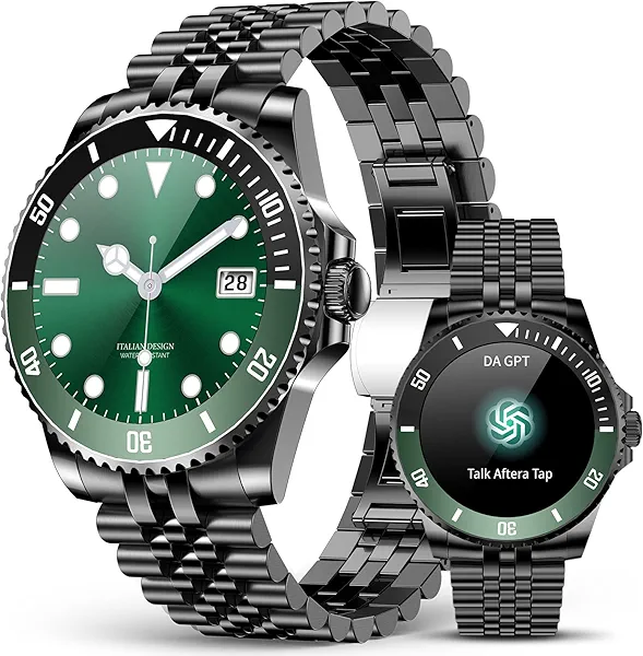 2025 DA GPT Smart Watch for Men with Bluetooth Call, Heart Rate, Blood Pressure, SpO2, Sleep Monitor, 107 Sports Modes, Waterproof Round Watch, 1.19-inch AMOLED Display, Compatible Android a