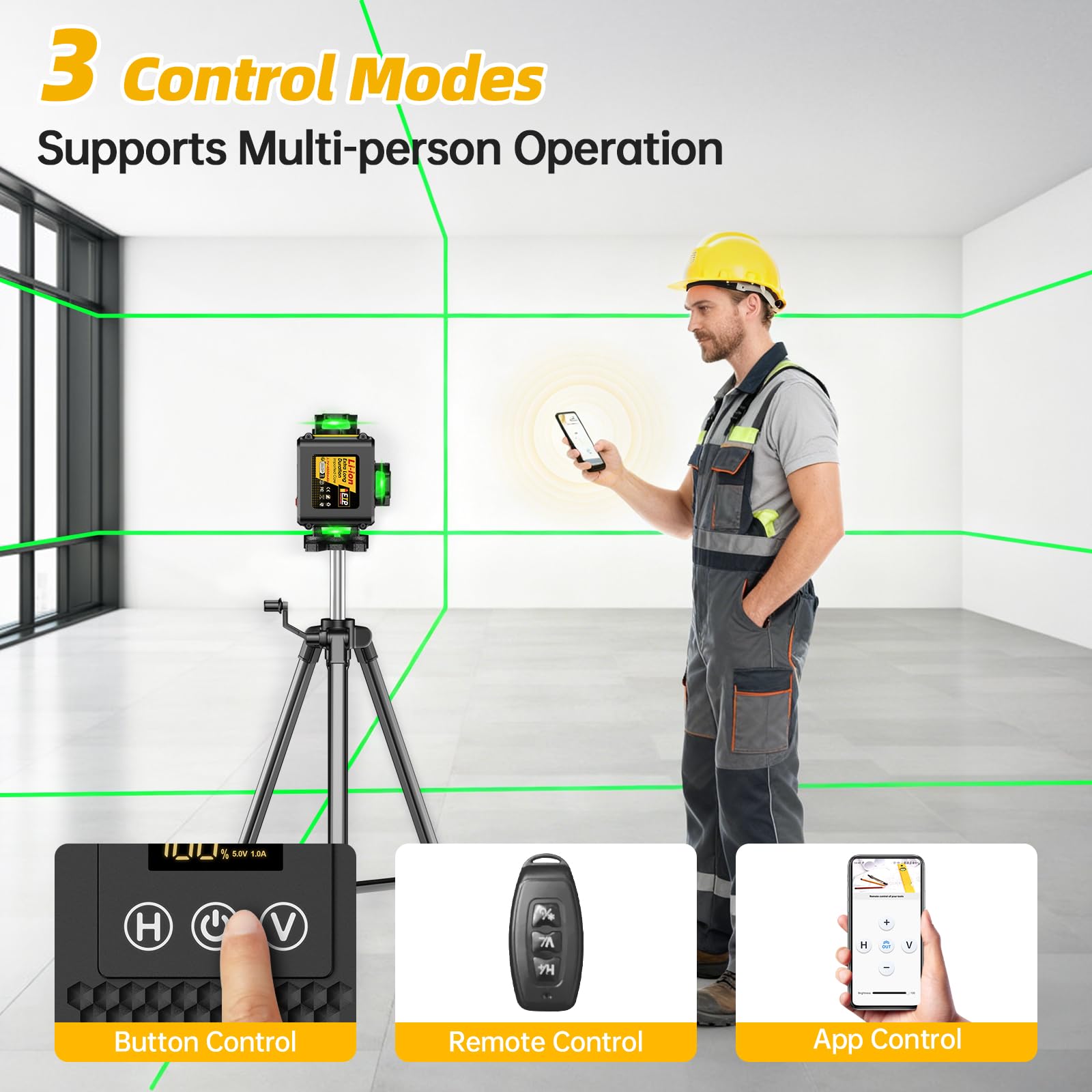 Livella Laser con Treppiede,Livella Laser Autolivellante 360 con 2x4800mAh Batterie, 4X 360 °Livello Laser con Indicatore LED,16 Linee Laser Verde/APP/Telecomando/IP54 Impermeabile