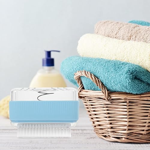 Miniatura 6 de Caja de jabón de viaje multifuncional con dispensador de espuma de rodillo para lavandería y baño, estuche de jabón azul cielo con cepillo para