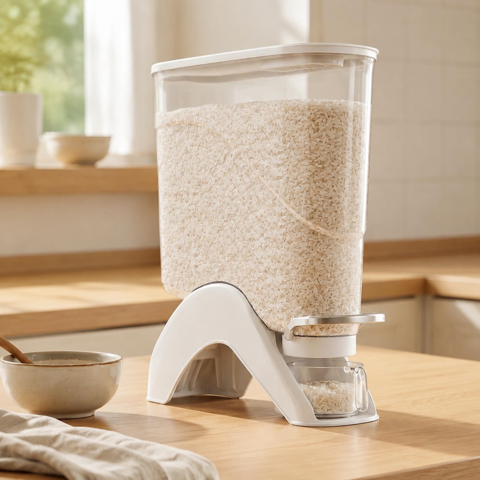 predolo Contenedor para Arroz Sellado | Diseño Estrecho y Compacto, Contenedor Arroz con Tapa Hermética, Ergonómico, para,