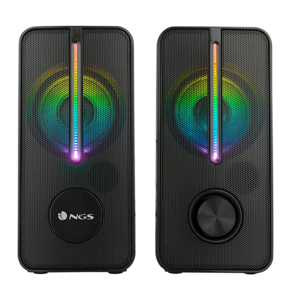 NGS GSX-150 - Altavoces de Gaming con Iluminación LED RGB, 12 W y Conexión USB, Color Negro