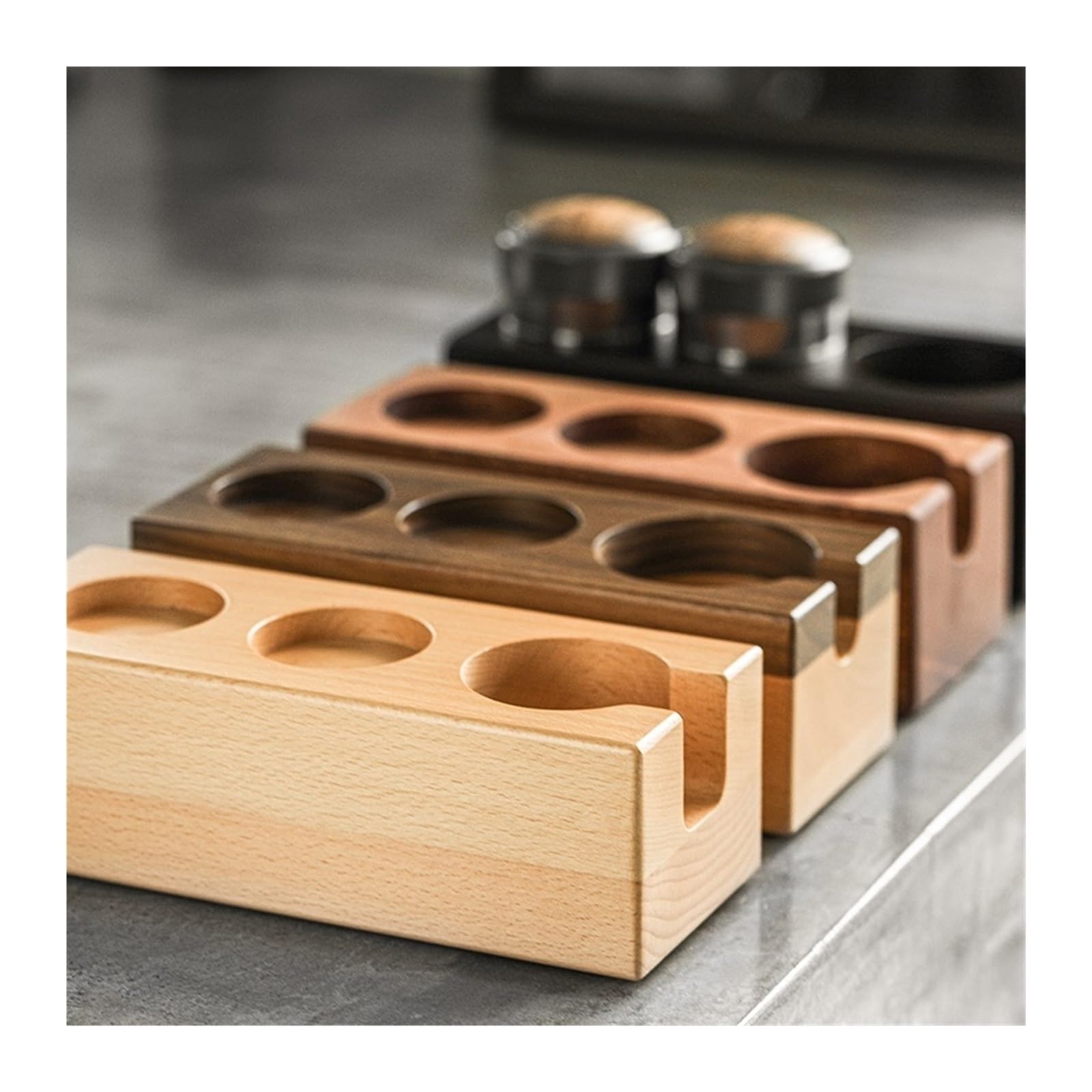 Stazione Di Pressatura Del Caffè, Supporto for Portafiltro In Legno for Espresso Da 51-54 Mm Distributore Di Strumenti for Barista Del Caffè(Beech)