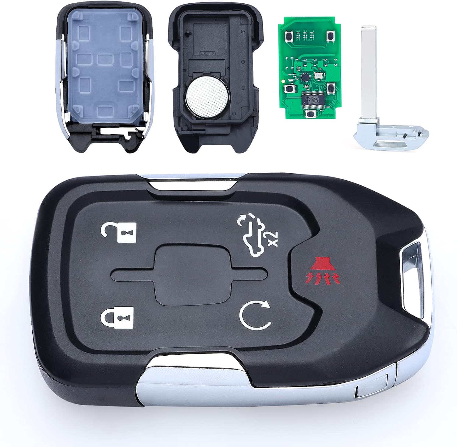 Keymall Keyless Entry Remote Key Fob Replacement for GMC Acadia 2021 2022 2023 /for GMC Terrain 2021 2022 2023 2024/for Chevy Chevrolet Silverado 5 Buttons HYQ1ES 13522854 13522904 434 MHz