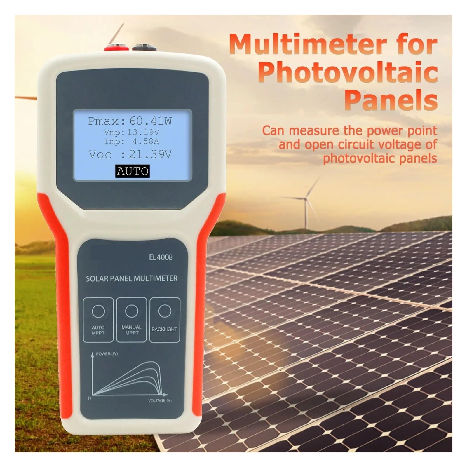 LCD MPPT Multimetro for pannello solare Tester di corrente intelligente Tester di tensione Misuratore di potenza digitale Tester for pannello solare Misuratore di COV EL400B Per uso fai-da-te
