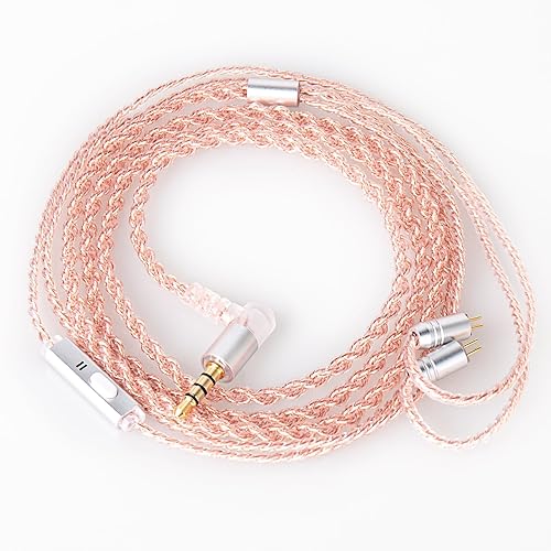 KBEAR - Cable IEM de repuesto de 2 pines con micrófono, 4 núcleos de cobre puro HiFi cable cable de actualización desmontable con enchufe de 0.138
