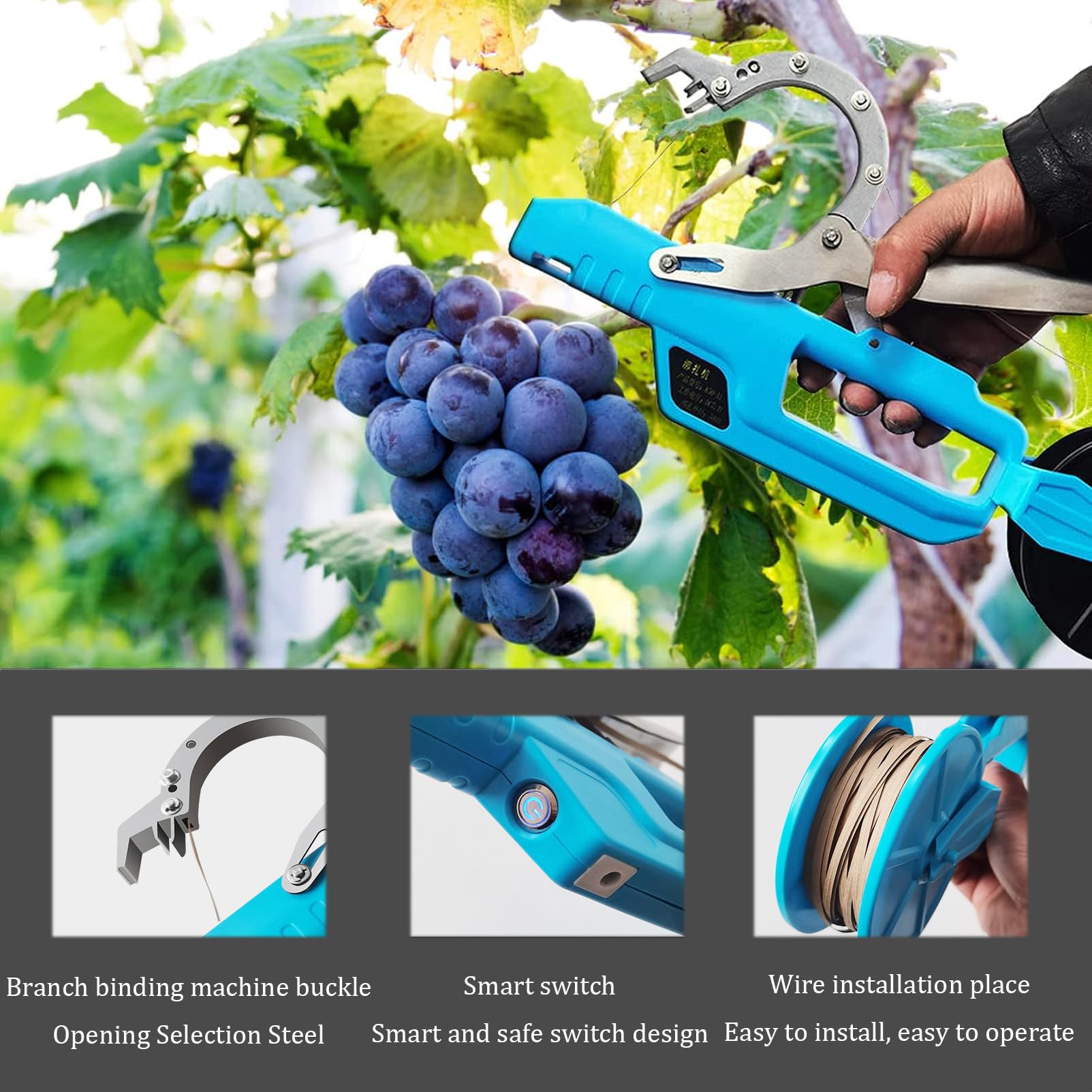 Máquina Atadora de Plantas Eléctrica para Viñedos Máquina Atadora de Plantas Profesional, Herramientas para Atar Plantas para Uvas, Tomates y Hortalizas Enredaderas